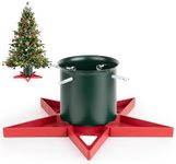 GuuG Real Christmas Tree Stand Base - Live Trees Small Christmas Tree Holder up to 6.5ft Trees for Real Xmas Trees 0.53 Gal Star+ Green&Red 224697