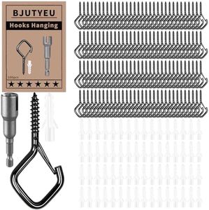 BJUTYEU 100 Pcs Screw in Hooks, 2.36" Ceiling Hooks for Hanging Plants