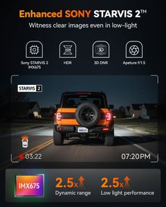 WOLFBOX X3 2.5K Dash Cam Front and Rear – 60FPS, WiFi, GPS, 64GB Card