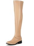 Allegra K Women's Thigh High Boots Block Heel Over the Knee High Boots Nude 5 UK/Label Size 7 US