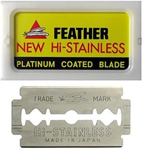 Feather Double Edge Safety Razor Blades - (50 Count) - Platinum Coated Hi-Stainless Steel Razor Blades - Fits Most Safety Razors - Super Sharp for Close Shaves - Made in Japan