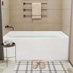 60 x 32 Inch Acrylic Alcove Bathtub, Deep Soaking Tub with Drain and Overflow, Single Apron Alcove for Modern Bathrooms