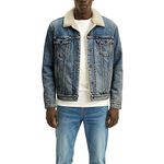 Levi's Men's Cotton Sherpa Trucker Jacket, Mustard Blue Denim, L