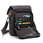 CHEREEKI Canvas Bag, Shoulder Bag Messenger Bag with Multiple Pockets (Hold 10 inch Tablet, iPad, Kindle) (Grey)