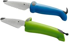 Kuhn Rikon KinderKitchen Children's Knife, Set of 2 - with Straight and Serrated Blade, Green & Blue