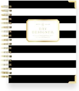 Day Designer 2024-2025 Weekly Planner, July 2024 - June 2025, 7.4x9.5 Page Size, Black Stripe Glossy Laminated Cover (Black Stripe)