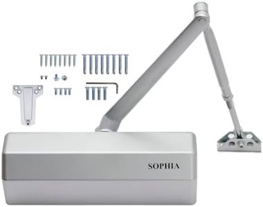 Sophia Door Closer Commercial Heavy Duty DK4000 Automatic Door Closer Adjustable Size 1-6, Grade 1 Auto Hydraulic Door Hinge Closer for Medium Traffic Areas - ADA Compliant & UL Listed, Silver