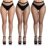 Buauty 3 PCS Black Fishnet Stockings for Women, Fish Nets Women Tights, Fishnet Tights Ladies Plus Size One Size Fit All, Black One Size, One Size