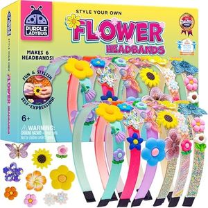 PURPLE LADYBUG DIY Headbands for Girls - Headband Making Kit for Girls Ages 5-7 - Crafts for Girls Ages 4-8 - Kids Hair Accessories for Girls, Birthday Gifts for Girls 4 5 6 7 8 Years Old, Girl Gifts