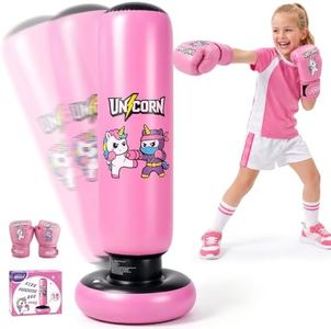 RORALA Inflatable Punching Bag for Kids with Boxing Gloves, 66 Inch Children's Boxing Bag Set Unicorn Toy & Gifts for Girls Aged 3 to 8 to Practice Karate, Taekwondo