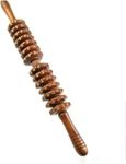 ALark Wood Therapy Massage Tools Traditional Massage Roller With Gua Sha 14 Wheel The Perfect Body Sculpting and Lymphatic Drainage Set Large Areas Back Massage Roller Stick For Men For Outside