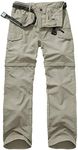 Jessie Kidden Hiking Walking Trousers Men,Quick Dry Convertible Lightweight Breathable Waterproof Outdoor Fishing Work Zip Off Cargo Pants #6055-Apricot-40