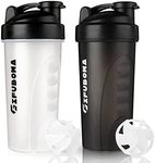 GIFUBOWA Shaker Bottles - 2 pack 28 oz Gym Blender Shaker Bottle for Protein Mixes or Powdered Drinks for Sport Matte Black and White