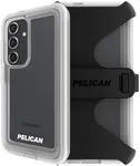 Pelican Voyager - Samsung Galaxy S24 Plus Case [6.7"] [18ft MIL-STD Drop Protection] [Wireless Charging] 2 Piece (Heavy Duty Cover and Belt Clip Holster Stand) Case for Samsung Galaxy S24 Plus - Clear