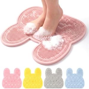 Shower Foot and Back Scrubber with Suction Cups, Shower Foot Scrubber, Exfoliating Bath Wash Pad, Wall Mounted Slip Suction Cups for Use in Cleaner Men and Women to Soothe Achy Feet (Pink)