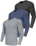 Boyzn Long Sleeve Tee Shirts for Men - Moisture Wicking Quick Dry Long Sleeve Shirt UV Sun Protection T-Shirts for Running 3P01-2XL