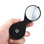 Deluxe Products Folding Pocket Magnifying Glass - Portable Compact Design for Travel, and 2.5" Glass Lens with 4X Magnification for Reading Small Print, and Hobbyists,Black,DP-7016