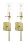 XiNBEi Lighting Brass Wall Sconce Set of 2, Modern Single Bathroom Sconces Wall Lighting Indoor Sconce Bathroom Lighting for Bedroom Vanity & Living Room