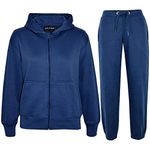 A2Z 4 Kids Plain Tracksuit Hoodie with Joggers - Plain Tracksuit Navy 11-12