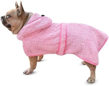 Bienbee Soft Dog Bathrobe，Super Absorbent & Quick-Drying Dog Robe with Hood, Cozy Drying Coat for After Bath, Pink M