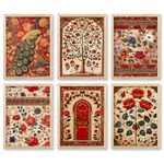 kotart - Traditional Art Painting with Frame for Living Room | Indian Art Pichwai Wall Décor Paintings | Painting for wall Decoration |Traditional Wall Poster With frames set of 6 (13x17 inch, L)