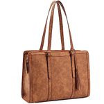 BOSTANTEN Laptop Bag for Women Work Tote Bag 15.6 inch Computer Bag PU Leather Briefcase Large Handbag Brown