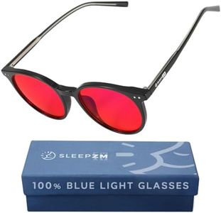 Sleep ZM 100% Blue + Green Light Blocking Glasses for Women + Men - Better Sleep + Anti Eye Strain Protection - Computer Screens & Gaming - Black Oracle - Night-timeMax Red Lens