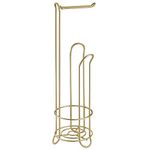 iDesign 68719 Toilet Roll Holder Free Standing, Compact Metal Toilet Roll Storage for 4 Paper Rolls, Practical Bathroom Accessory for Toilet or Guest Bathroom, Gold, 6.5 in*6.5 in*23.75 in
