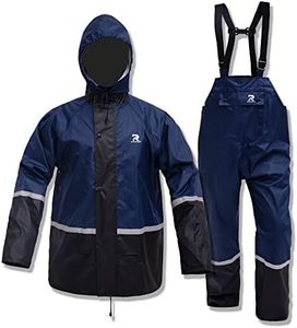 RainRider Rain Suits for Men Women Waterproof Hi-Vis Rain Gear Durable Oxford Rain Jacket Coat with Pants(Navy,S), Navy, Small