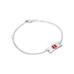 jewellerybox Sterling Silver Womens 7 Inch Medical Alert ID Bracelet with Rectangular Plate