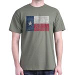 CafePress - Distressed Texas Flag T-Shirt - 100% Cotton T-Shirt Military Green