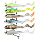 GOTOUR Soft Fishing Lures,Walleye Fishing Jigs Lure, Weedless Paddle Tail Swimbait for Bass, Bass Fishing Lure with Spoon, Fishing Bait for Freshwater and Saltwater