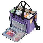 Teamoy Knitting Bag, Yarn Storage Tote with Inner Divider for Yarn and Unfinished Project, High Capacity, Easy to Carry Crochet Hooks, Knitting Needles and Accessories-No Accessories Included