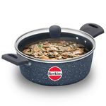 Hawkins Ceramic Nonstick Cook n Serve Bowl with Glass Lid, 3 Litre, Induction Pot, Granite Casserole (ICCB30G)