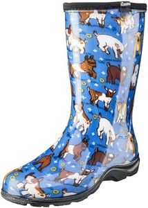 Sloggers Waterproof Garden Rain Boots for Women - Cute Mid-Calf Mud & Muck Boots with Premium Comfort Support Insole, (Goats Sky Blue), (Size 7)