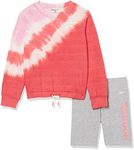 Reebok Girls 2-Piece Activewear Clothing Set - Long Sleeve Top + Biker/Yoga Gym Shorts, Powder Pink, 6