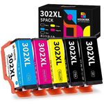 Hookink 302XL Ink Cartridge Multipack Remanufactured Replacement for Epson 302XL Printer Ink 302 XL T302XL T302 with Upgraded Chip for XP-6000 XP-6100 5-Pack (Black Cyan Magenta Yellow Photo Black)