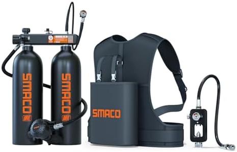 SMACO Mini Scuba Diving Tank 2L Double Scuba Tank Reusable Small Pony Bottle up to 45 Mins Portable Twin 2L Diving Air Tank Kit Diving Oxygen Cylinder for Underwater Exploration Rescue S700 Max