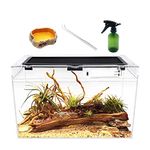 Reptile Growth Reptile Terrarium（PC）,16" x 8"x 10" Reptile Tank with Full View Visually Appealing,for Insect,Fish,Tarantula,Hermit Crab,Jumping Spider,Iguana,Tortoise,Leopard Gecko,Frog,Bearded Dragon