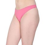 Glus Women Cotton Thong Panties for Everyday Wearing Solution of Panty Lines Under Fitted Outfits, Color- Pink (Large)