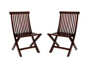 Deluxe Furniture Wooden Patio Folding Chair for Living Room | Foldable Chairs for Outdoor & Garden | Sheesham Wood, Walnut Finish, Set of 2
