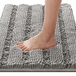 Bath Mats for Bathroom Non Slip Extra Thick Chenille Striped Bath Rug 20" x 32" Absorbent Non Skid Fluffy Soft Shaggy Rugs Washable Dry Fast Plush Mats for Indoor, Bath Room, Tub - Dove