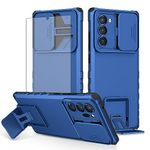 Asuwish Phone Case for Samsung Galaxy Note 20 5G with Tempered Glass Screen Protector and Slide Camera Cover Kickstand Slim Protective Cell Accessories Note20 Notes 20s Twenty Not S20 Women Men Blue