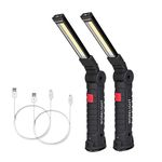 LED Work Light Rechargeable, OTYTY COB Portable Work Lights with Magnetic Base, 5 Modes, Hanging Hook and Water-Resistant Magnetic LED Light for Car Repair, Emergency Use (2 Pack)