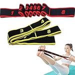 2 Pieces Fitness Stretch Belt, Gymnastics Workout Bands, Stretching Resistance Bands, Latin Exercise Bands, Multi Loops Adjustable Exercise Band, for Fitness, Dance Training, Gymnastics (Red+Yellow)