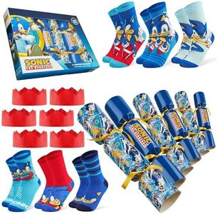 SONIC THE HEDGEHOG Christmas Crackers with Funny Socks Boys, Sonic Christmas Crackers Socks Funny - Small Gifts Christmas