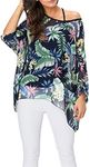 Vanbuy Womens Summer Tropical Hawaiian Beach Shirt Batwing Sleeve Top Chiffon Poncho Flowy Loose Sheer Blouse Z336-43-4330