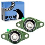 PGN UCFL202-10 Pillow Block Bearing - Pack of 2 Flange Mounted Pillow Block Bearings - Chrome Steel Bearings with 5/8" Bore - Self Alignment