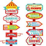 Skylety 20 Pieces Circus Carnival Party Direction Signs Circus Sign Decor Circus Welcome Signs for Birthday Showman Themes Party Decoration Accessories