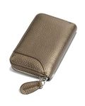 GADIEMKENSD Women Credit Card Holder Small RFID Wallet Zipper for Travel Leather Accordion Wallets Inserts Case Photo Business Cards Organizer Cute Compact Credit Card Slot Cash Slots Bronze